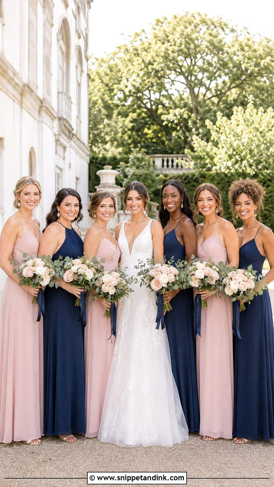 Navy And Blush Bridal Party - Snippet and Ink - 20 Navy Bridal Party Ideas