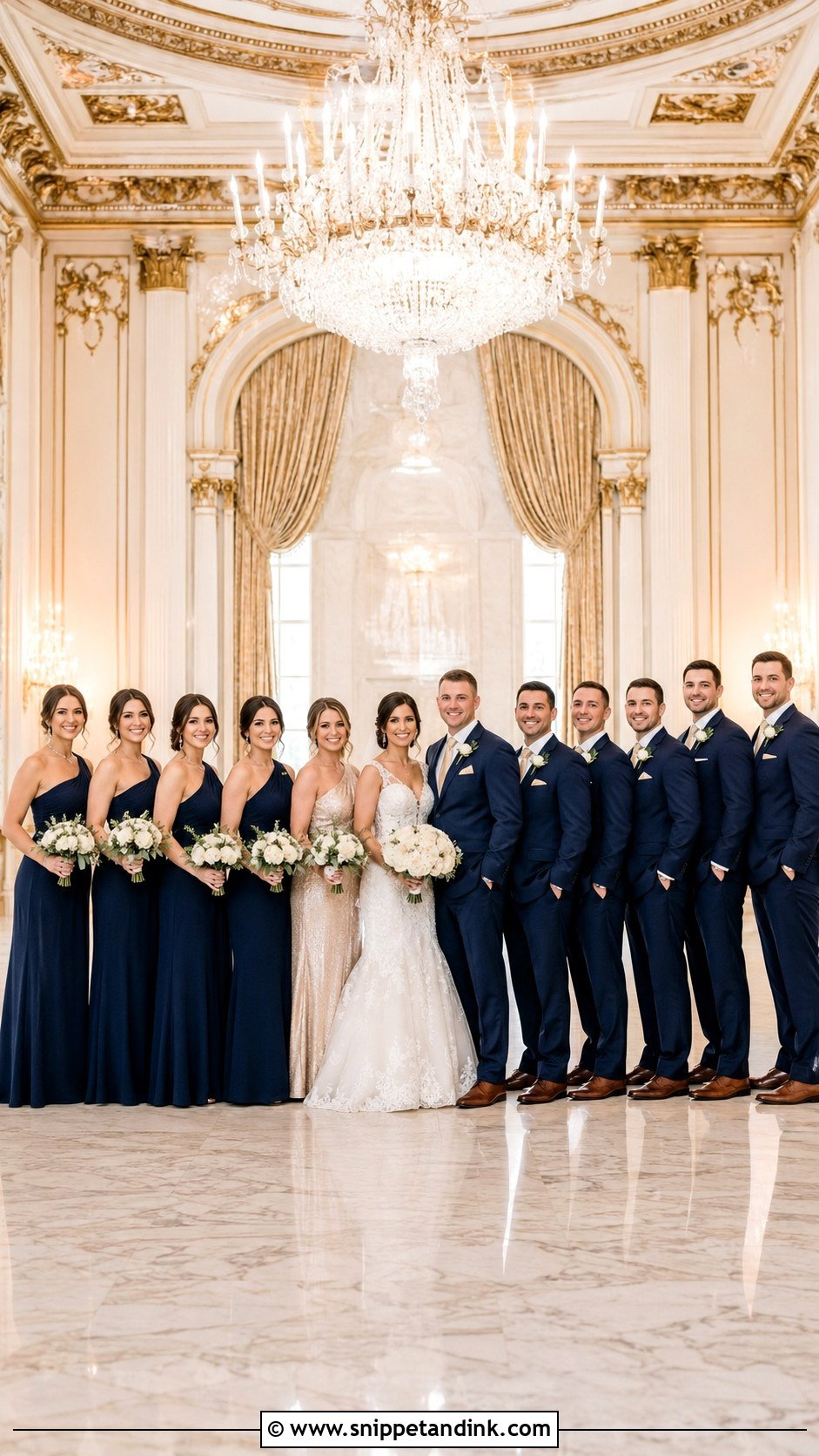 Navy And Champagne Bridal Party - Snippet and Ink - 20 Navy Bridal Parties Ideas