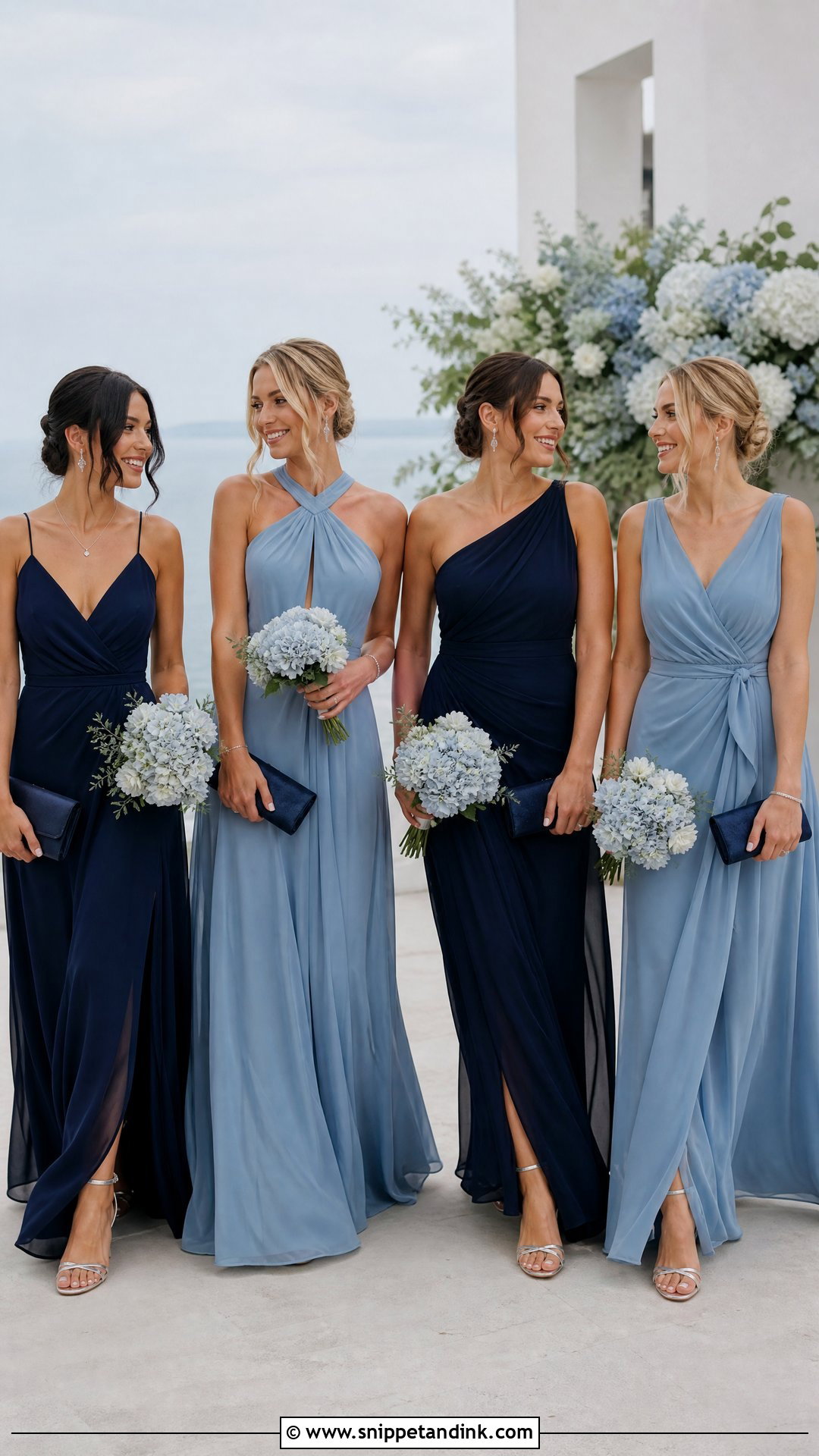 Navy And Dusty Blue Bridal Party Dresses - Snippet and Ink - 20 Bridal Party Dresses Color Schemes