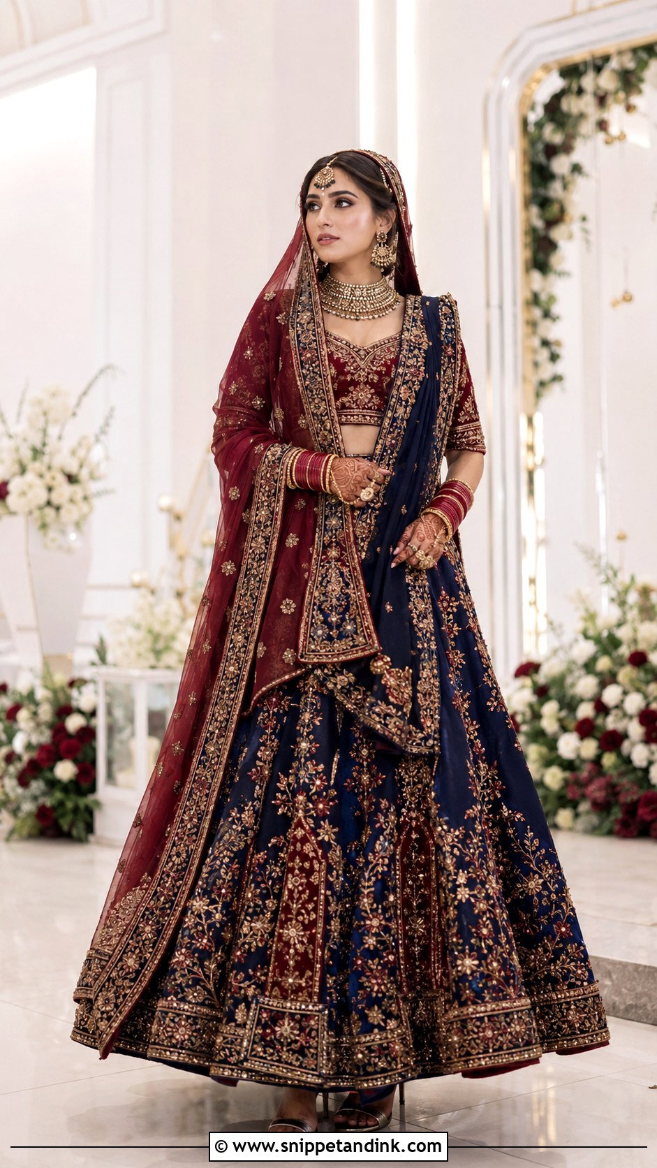 Navy And Maroon Barat Dress - Snippet and Ink - 20 Barat Dress Design Ideas