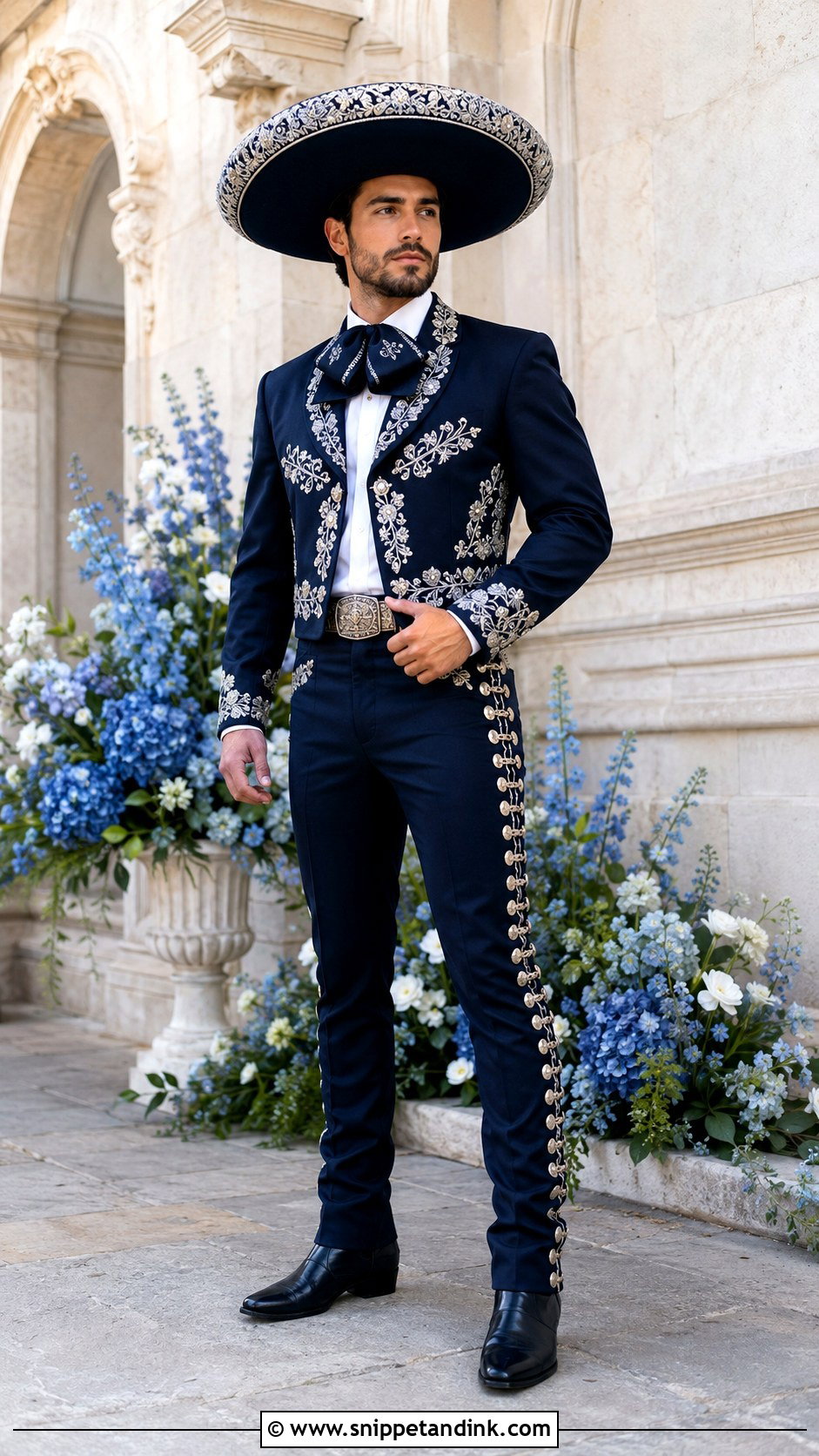 Navy And Silver Charro Wedding Suit - Snippet and Ink - 20 Charro Wedding Suit Ideas