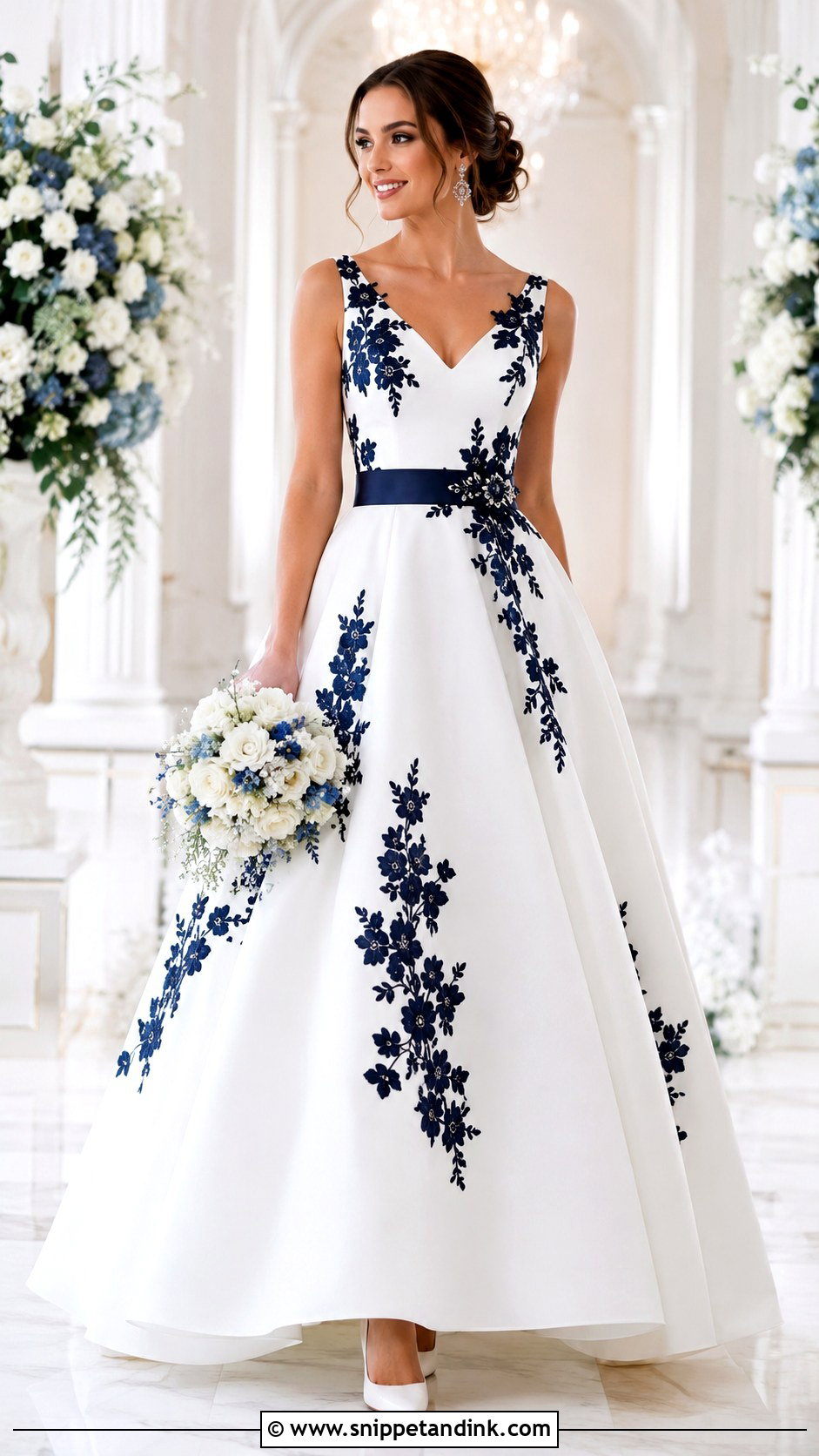 Navy And White Wedding Dress - Snippet and Ink - 25 Blue and White Wedding Dress Ideas