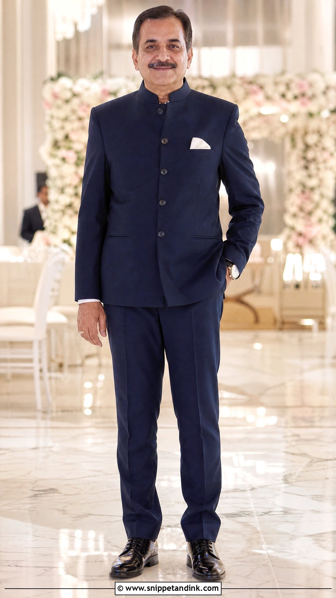 Navy Bandhgala For Bride Father - Snippet and Ink - 25 Indian Bride Father Outfit Ideas