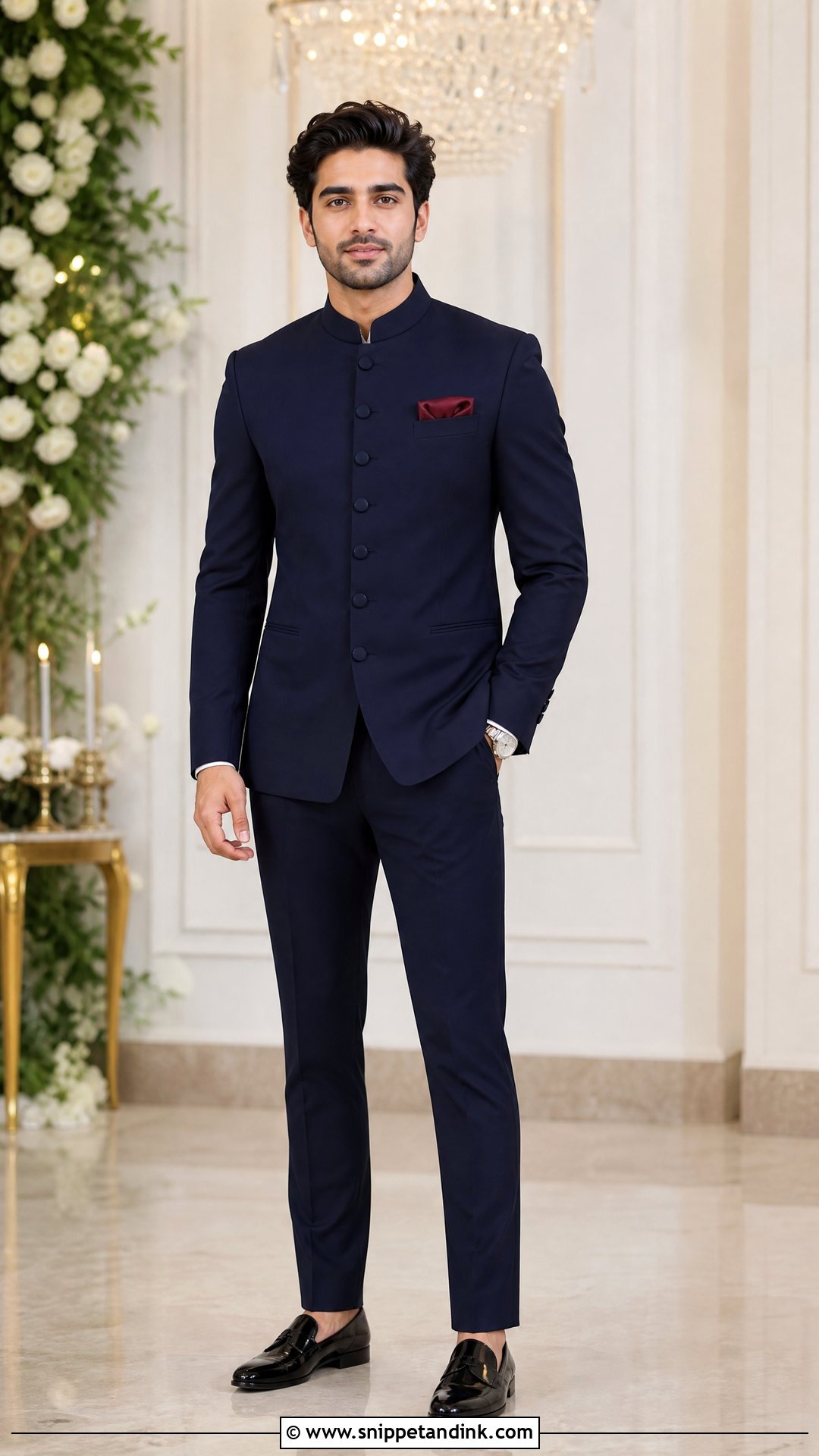Navy Bandhgala Outfit for Brides Brother - Snippet and Ink - 20 Outfit for Brides Brother Ideas