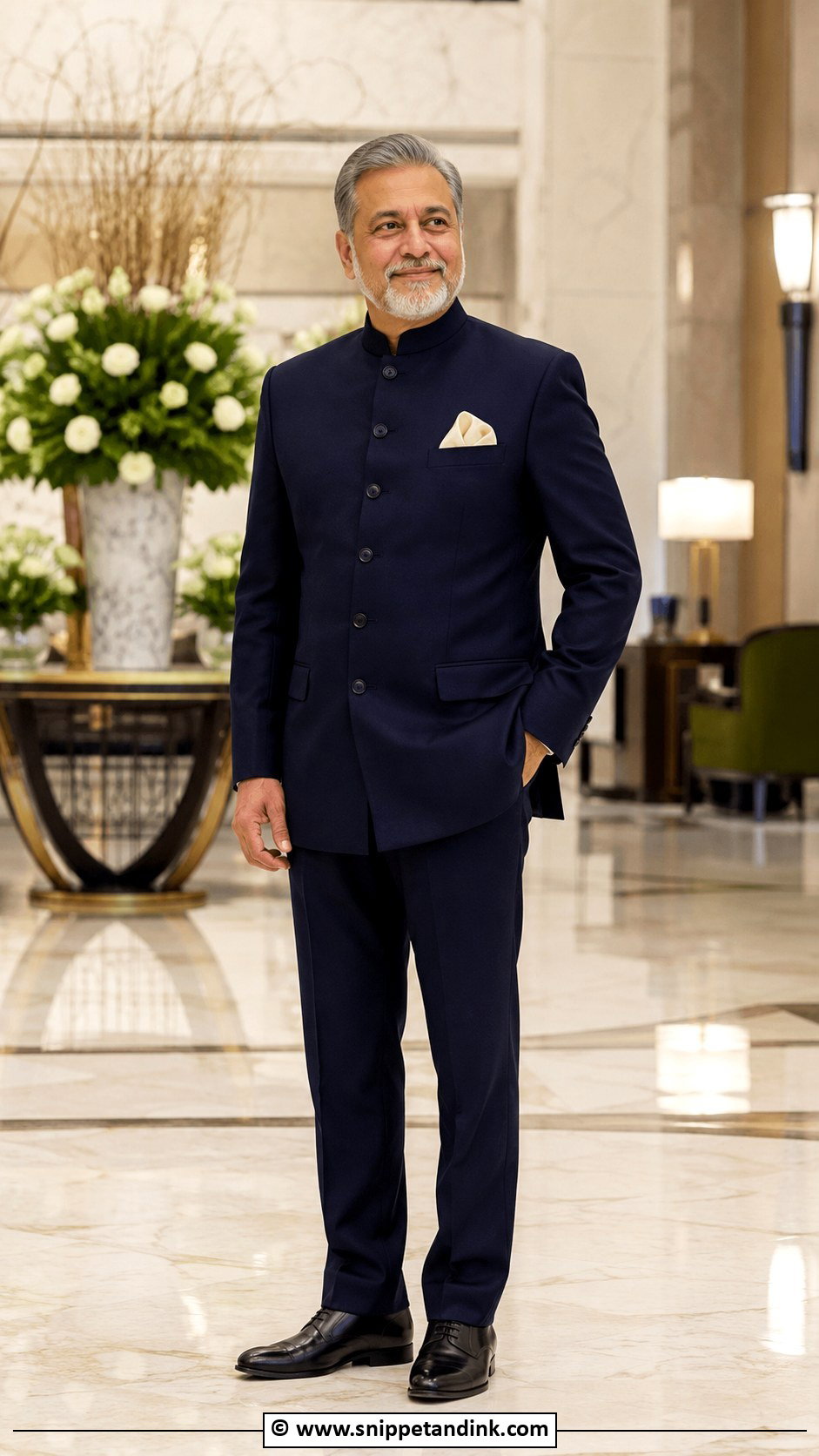 Navy Bandhgala Suit With Trousers - Snippet and Ink - 25 Indian Bride's Father Outfit Ideas