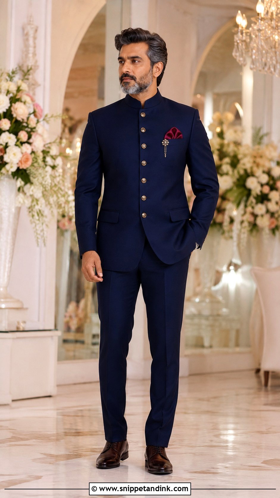 Navy Bandhgala Suit for Indian Wedding - Snippet and Ink - 20 Father Dress for Indian Wedding Ideas