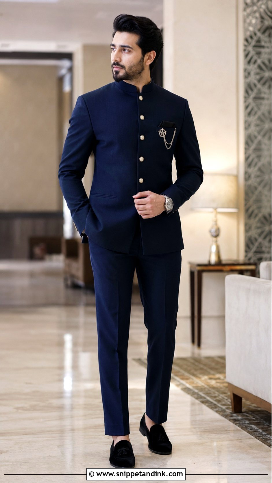 Navy Bandhgala With Tailored Pants - Snippet and Ink - 20 Brother of the Bride Ideas