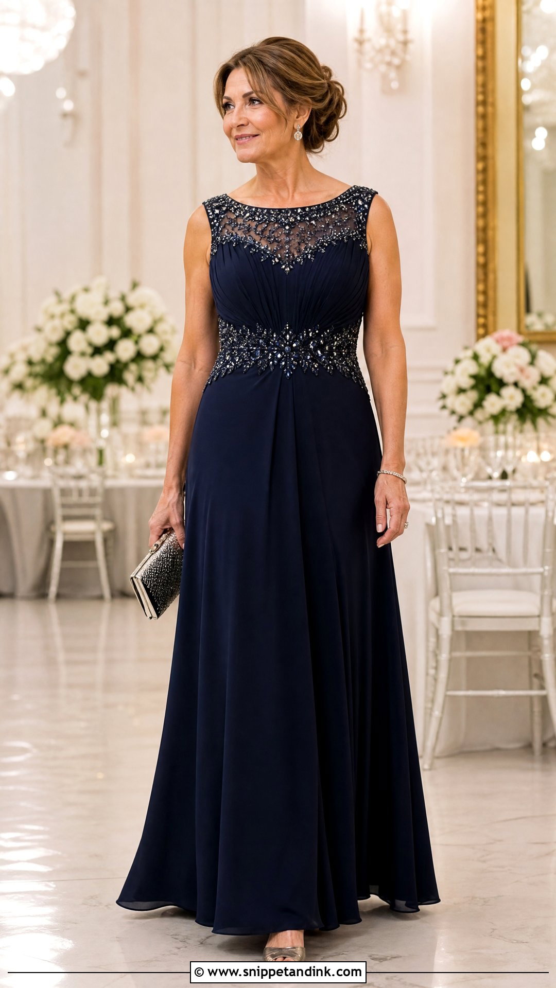 Navy Beaded Flair Gown Outfit - Snippet and Ink - 20 Flair Gown Ideas