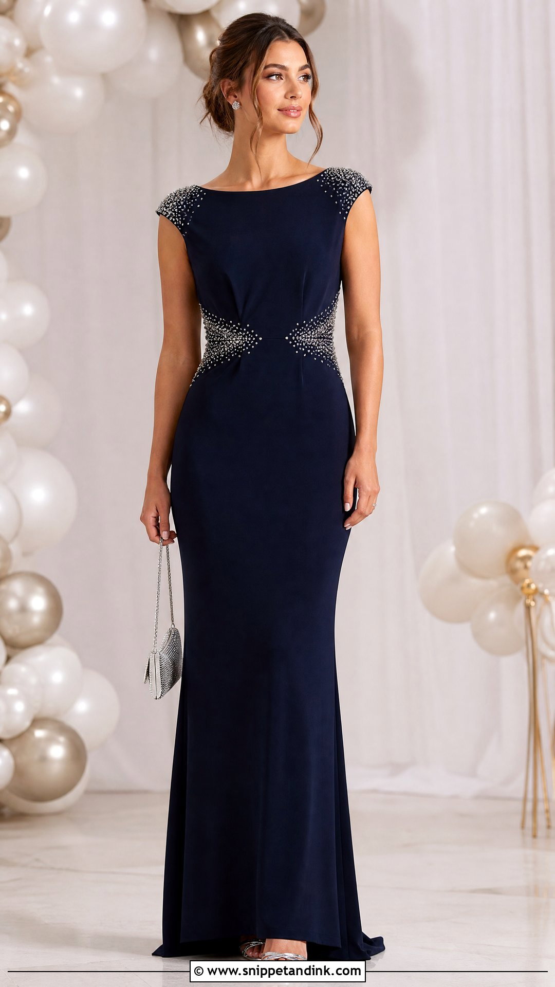 Navy Beaded Sendoff Column Dress - Snippet and Ink - 20 Nguo Za Sendoff Ideas