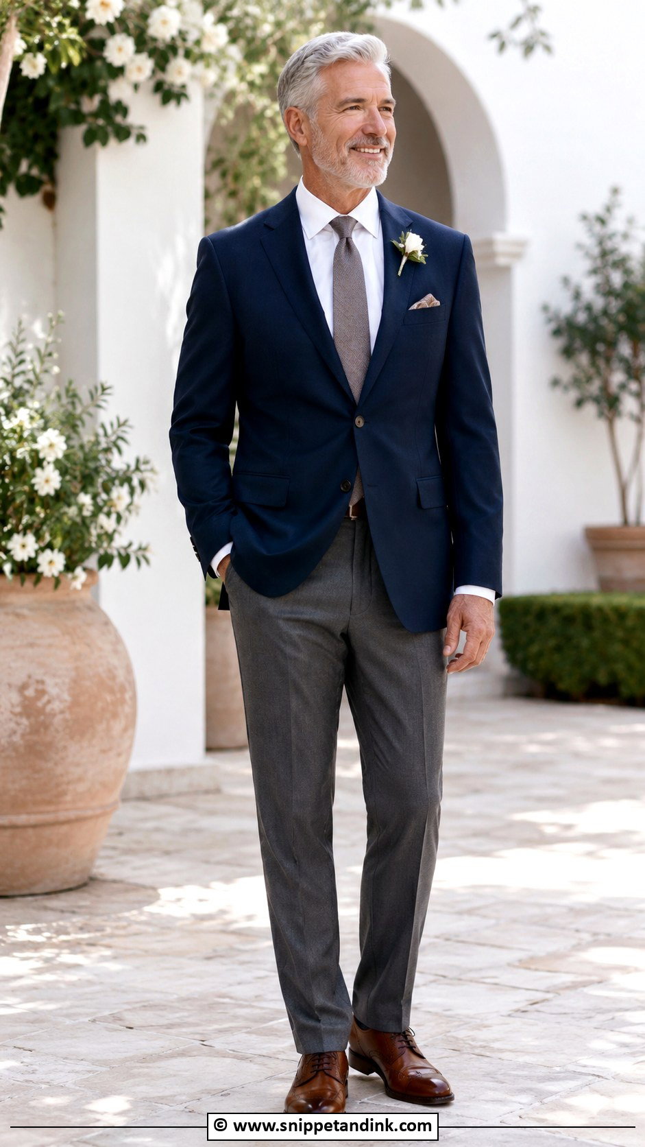 Navy Blazer And Gray Trousers Father Of The Bride Attire - Snippet and Ink - 30 Father of the Bride Attire Ideas