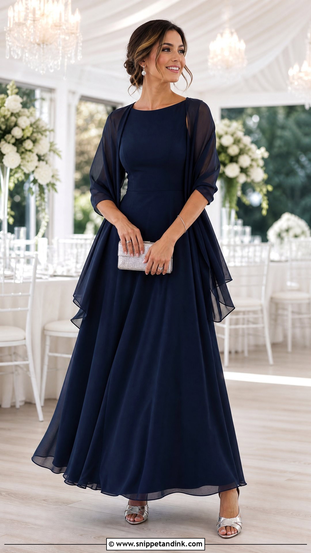 Navy Blue A Line Gown Outfit - Snippet and Ink - 20 Womens Gown Ideas