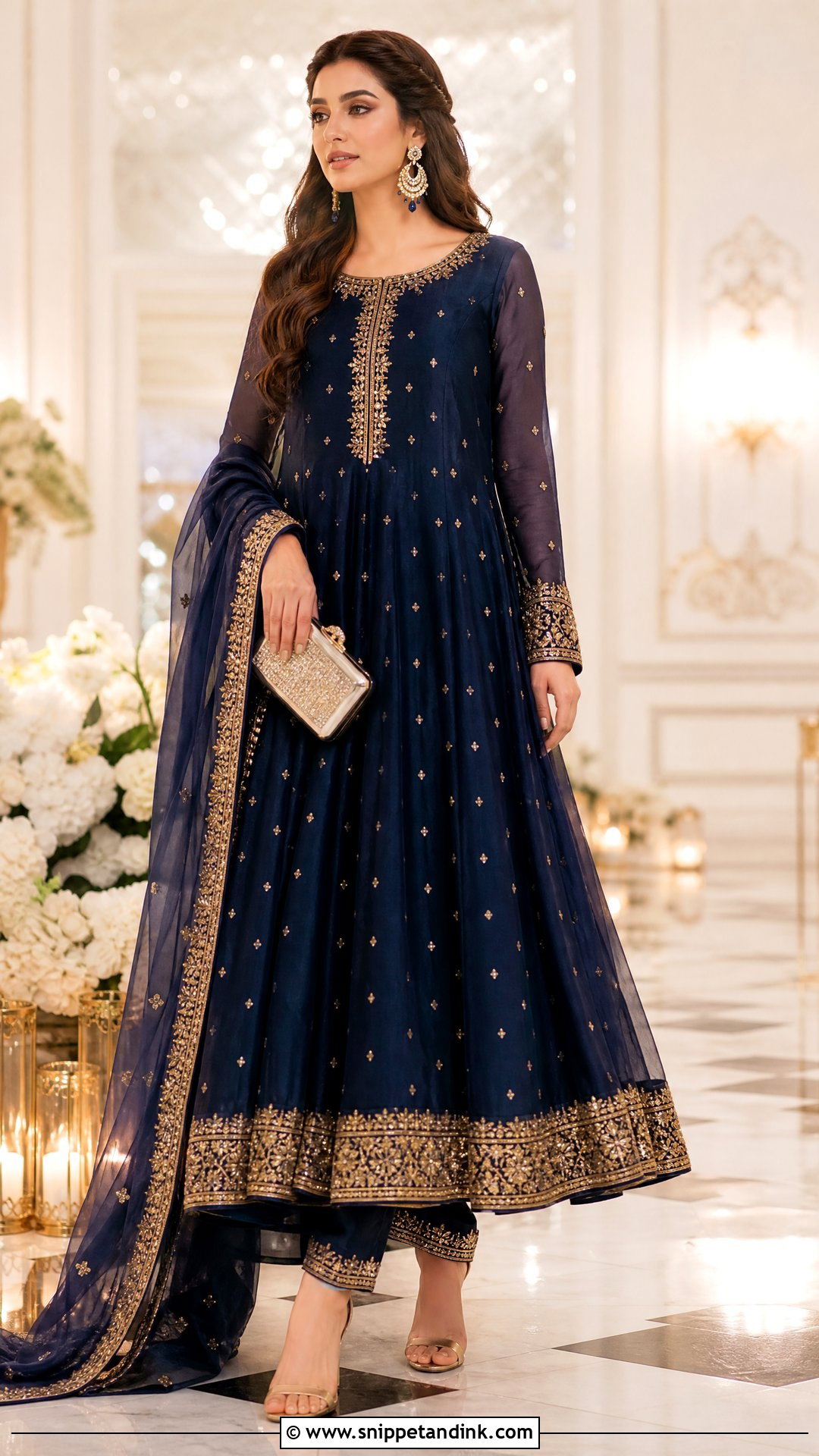 Navy Blue Anarkali Pakistani Wedding Outfit - Snippet and Ink - 20 Pakistani Wedding Outfit Ideas