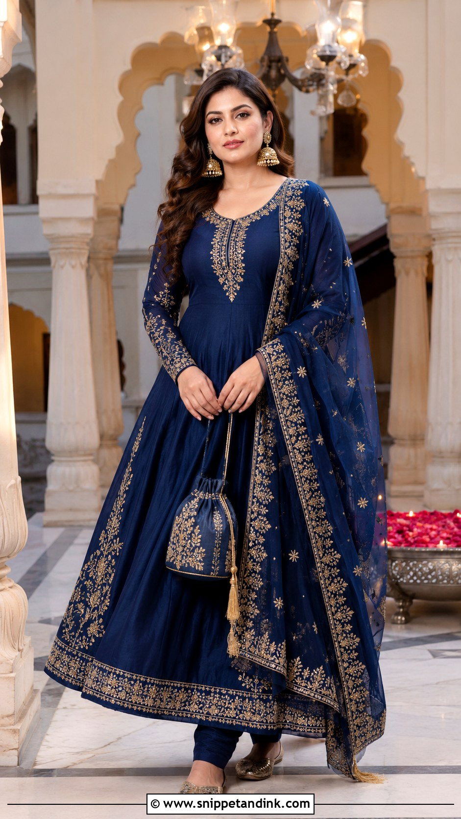Navy Blue Anarkali Suit For Indian Wedding - Snippet and Ink - 20 Blue Indian Wedding Dress Ideas