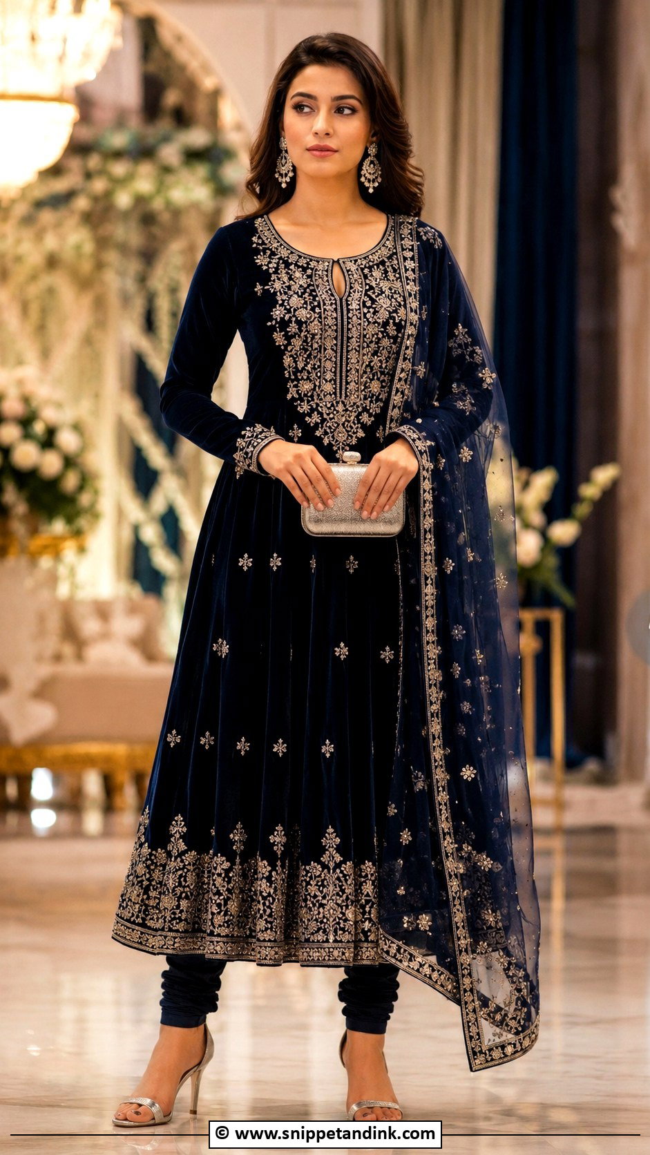 Navy Blue Anarkali Wedding Suit - Snippet and Ink - 25 Heavy Anarkali Wedding Suits