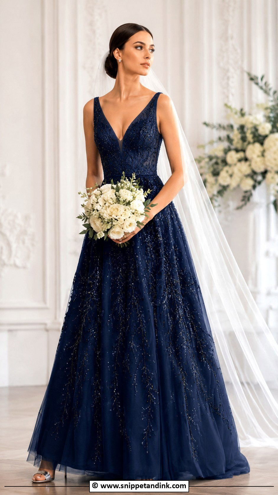 Navy Blue Beaded Wedding Dress - Snippet and Ink - 25 Navy Blue Wedding Dress Ideas