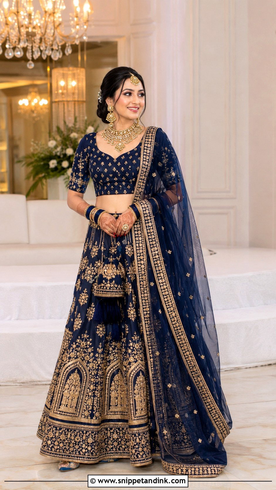 Navy Blue Bridal Chaniya Choli - Snippet and Ink - 20 Bridal Chaniya Choli Indian Weddings Ideas