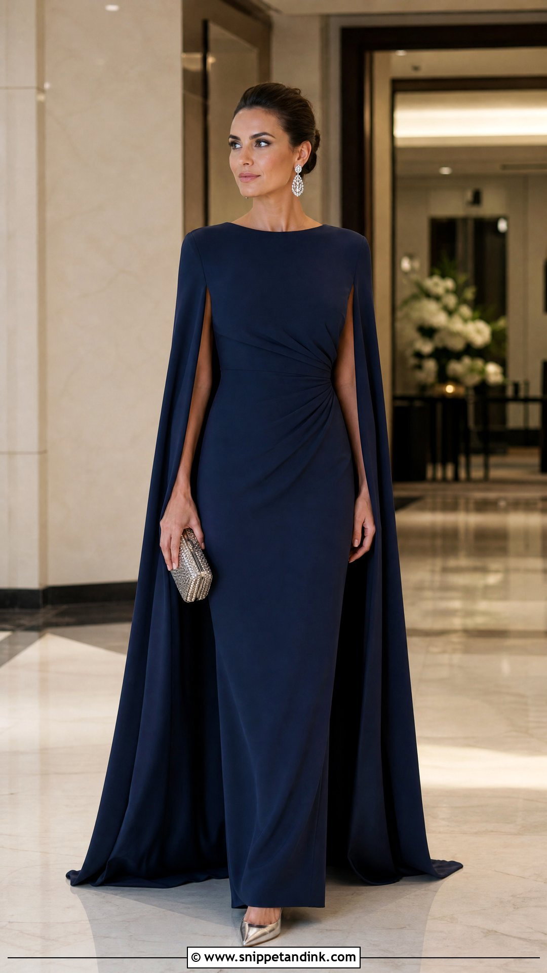 Navy Blue Cape Wedding Sponsor Gown - Snippet and Ink - 20 Wedding Sponsors Outfit Ideas