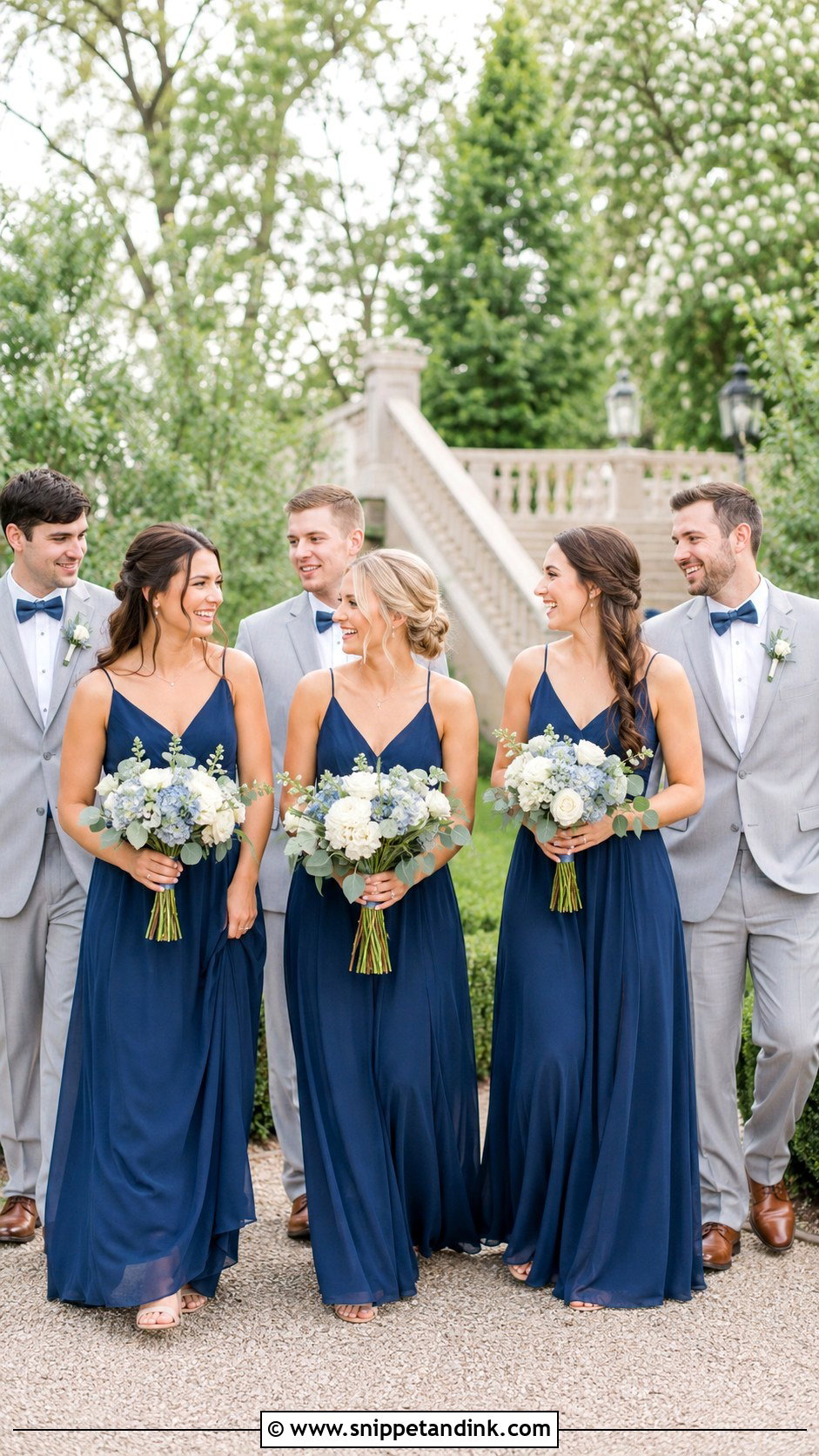 Navy Blue Chiffon Bridesmaid Dresses - Snippet and Ink - 25 Navy Blue Bridal Party Ideas