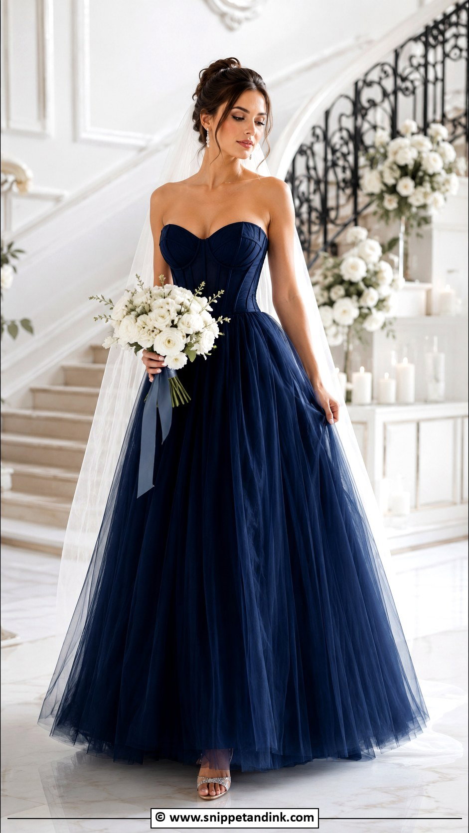 Navy Blue Corset Wedding Dress - Snippet and Ink - 25 Navy Blue Wedding Dress Ideas