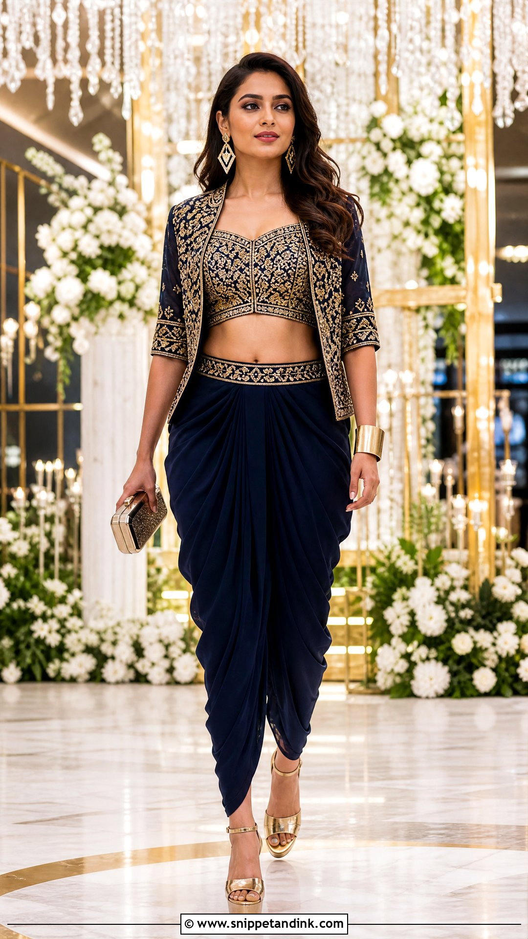Navy Blue Dhoti Pants Sangeet Outfit - Snippet and Ink - 20 Blue Sangeet Outfit Ideas