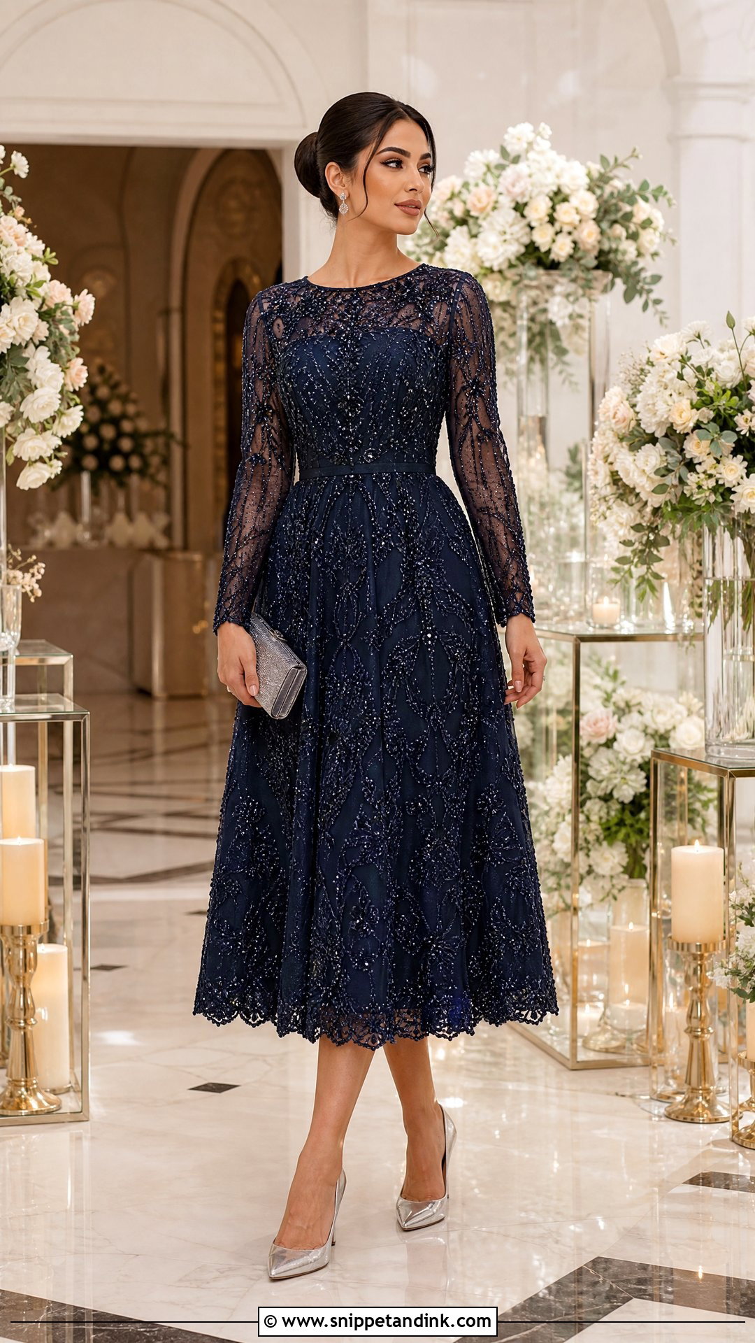 Navy Blue Embellished Dress Outfit - Snippet and Ink - 25 Navy Blue Dress Outfit Wedding Ideas