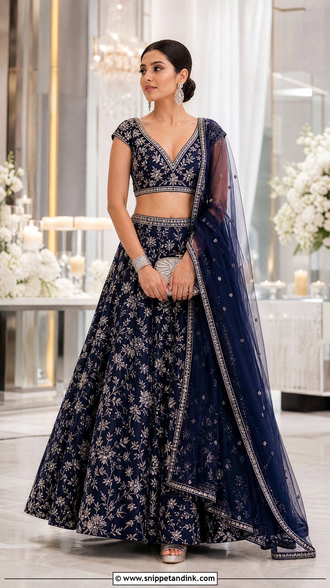Navy Blue Embroidered Reception Lehenga - Snippet and Ink - 20 Lenghas for Wedding Ideas