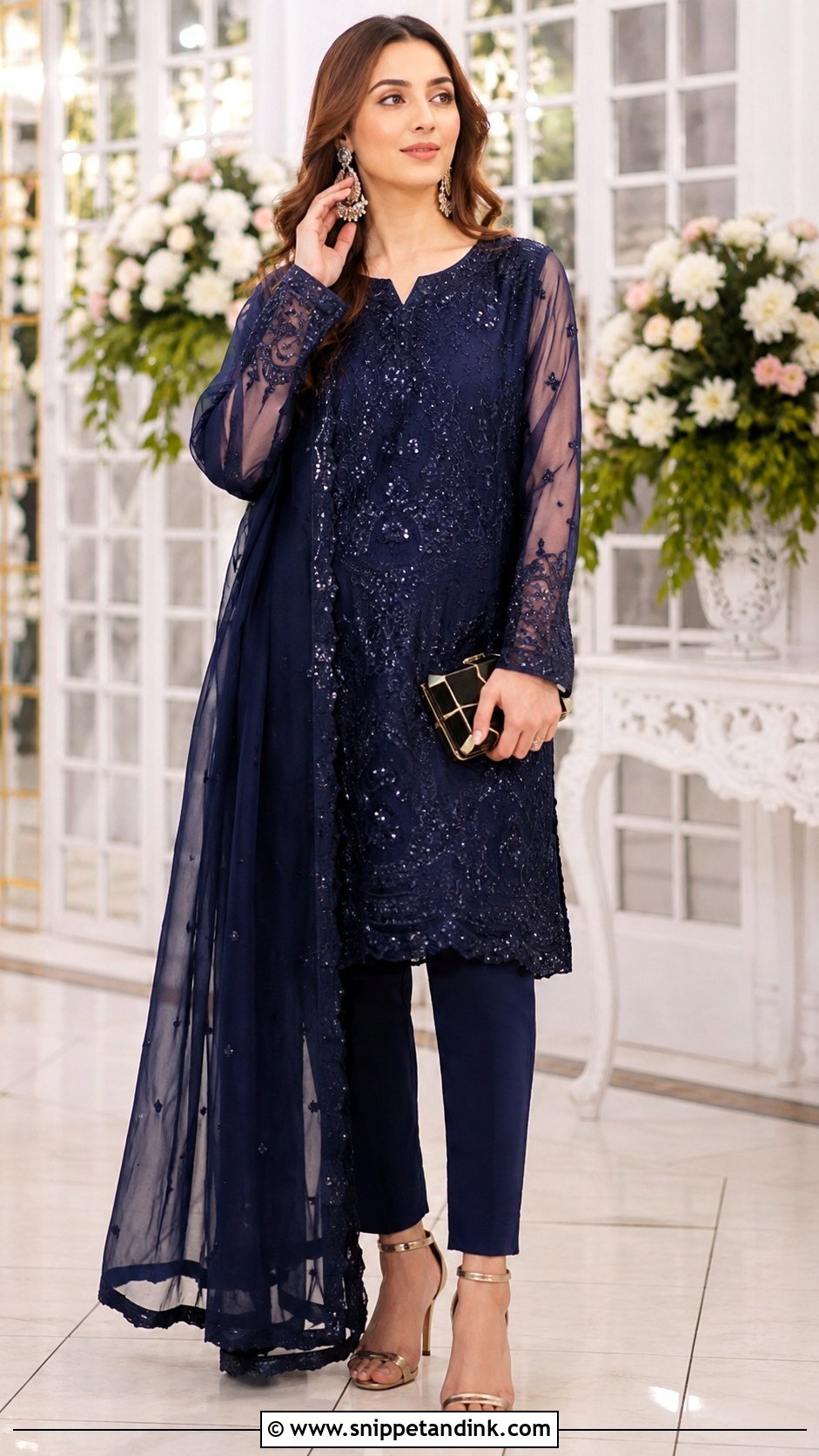 Navy Blue Formal Dress For Sisters - Snippet and Ink - 25 Pakistani Wedding Dresses Sisters