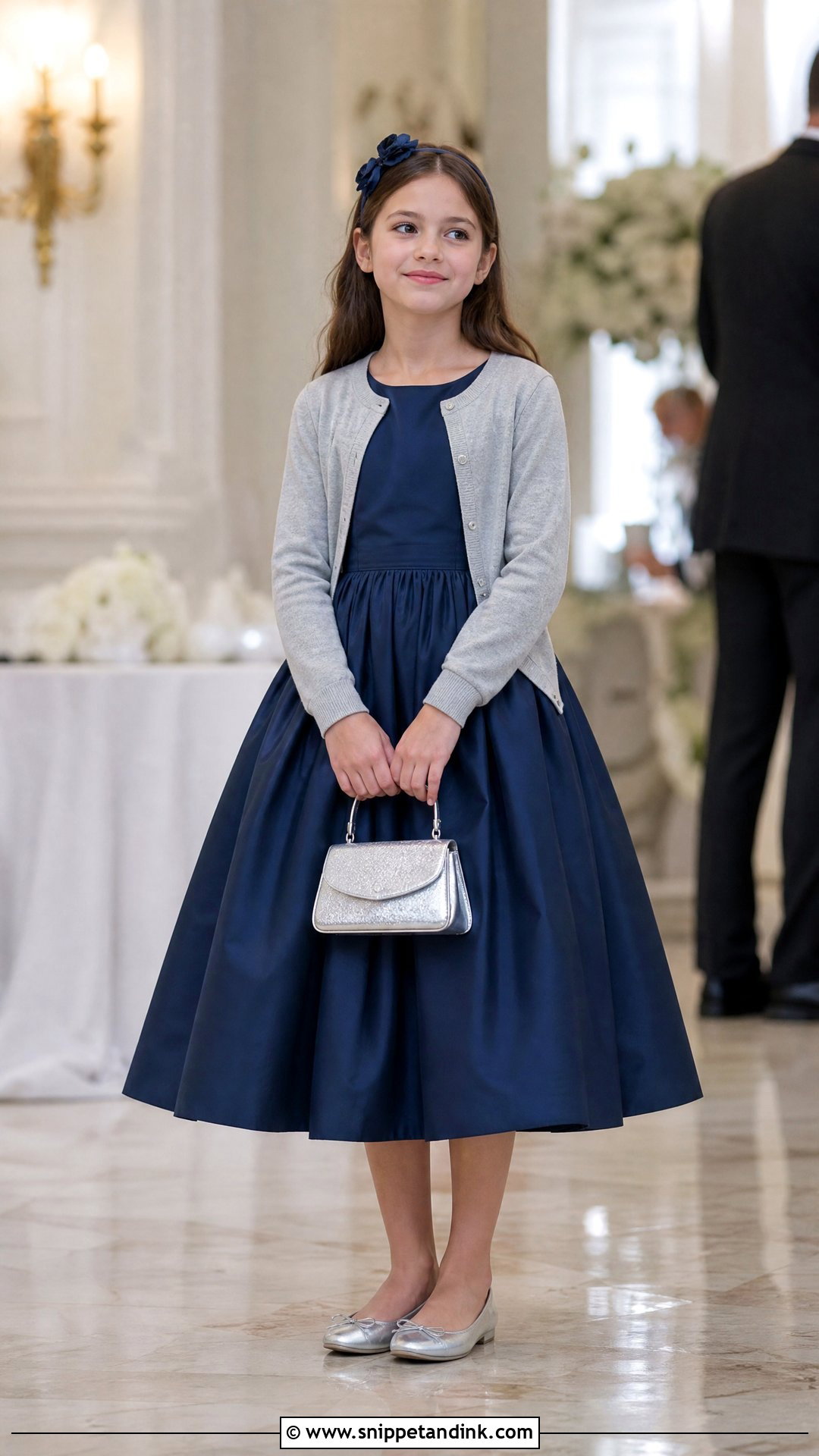 Navy Blue Girls Formal Wedding Dress - Snippet and Ink - 20 Girls Kids Wedding Dresses