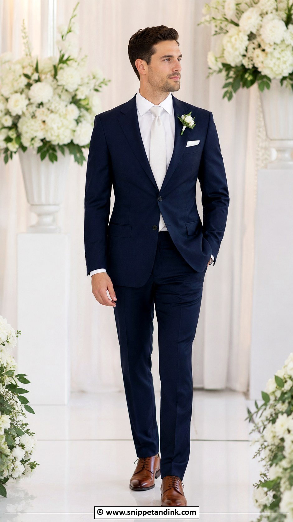 Navy Blue Groom Suit With White Shirt - Snippet and Ink - 30 Blue Suit Wedding Ideas