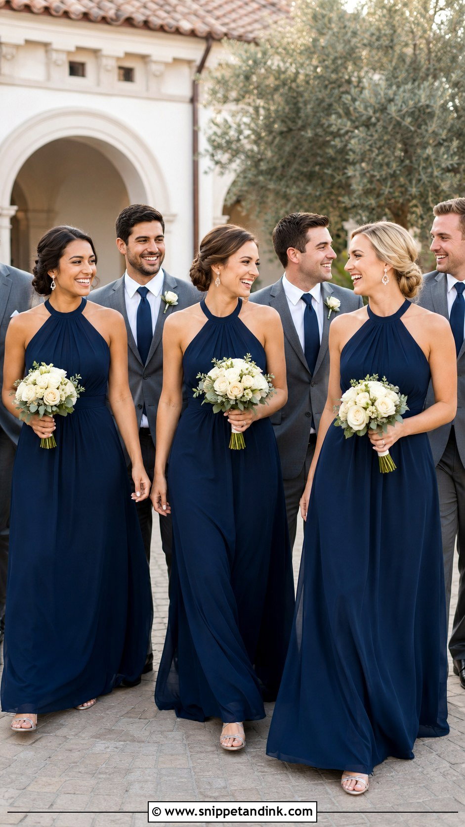 Navy Blue Halter Bridesmaid Dresses - Snippet and Ink - 25 Navy Blue Bridal Party Ideas