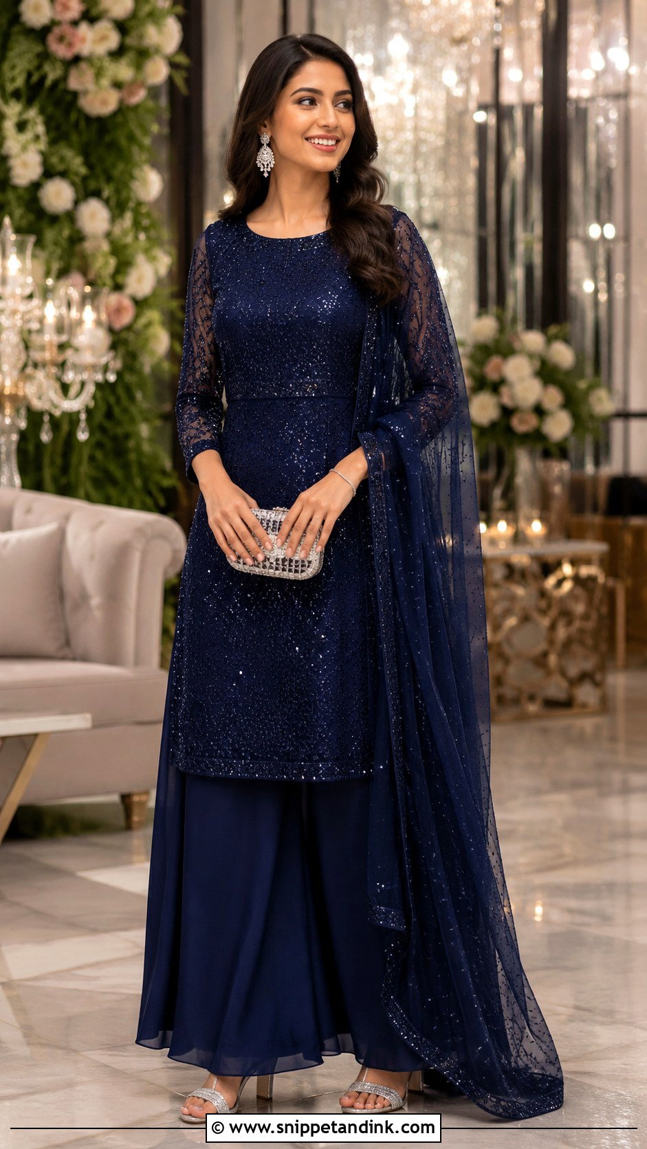 Navy Blue Heavy Plazo Suit for Wedding - Snippet and Ink - 20 Heavy Plazo Suits for Wedding