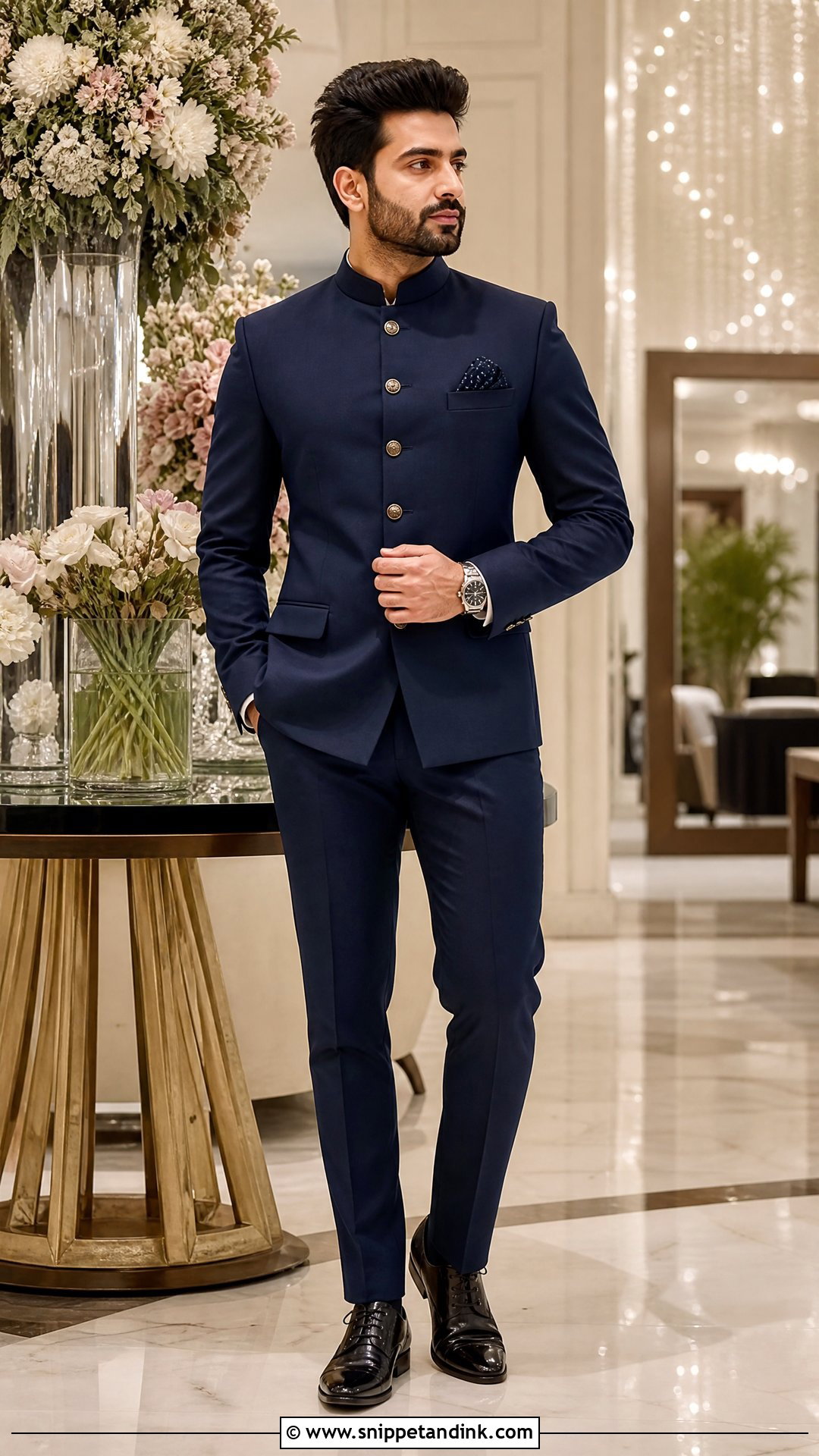 Navy Blue Jodhpuri Suit - Snippet and Ink - 25 Indian Bride Brother Outfit Ideas
