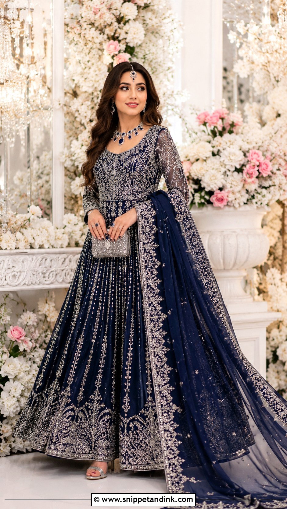 Navy Blue Kashees Bridal Gown - Snippet and Ink - 20 Kashees Bridal Dresses