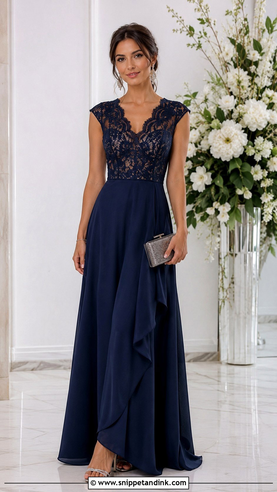 Navy Blue Lace Gown - Snippet and Ink - 25 Beautiful Lace Gown Styles