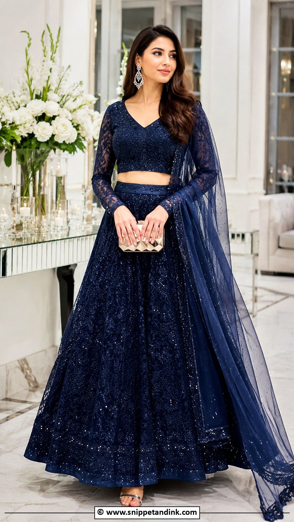 Navy Blue Lehenga Choli Barat Dress - Snippet and Ink - 30 Barat Dresses Pakistani for Sisters