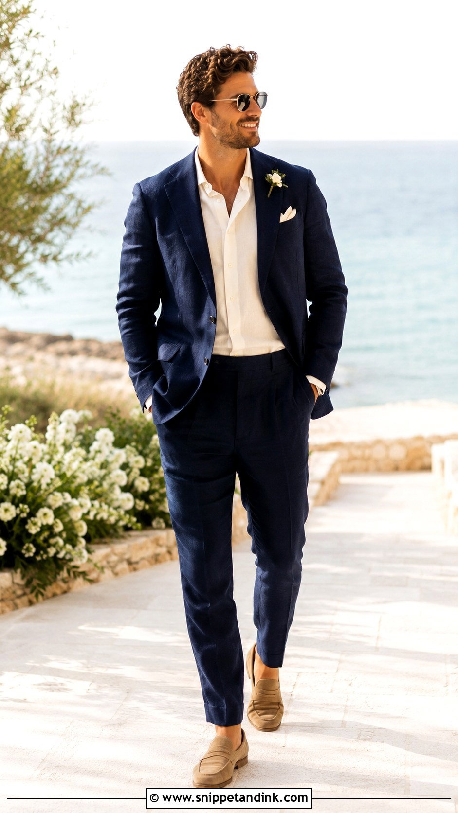 Navy Blue Linen Suit Wedding Outfit - Snippet and Ink - 30 Navy Blue Suit Wedding Ideas