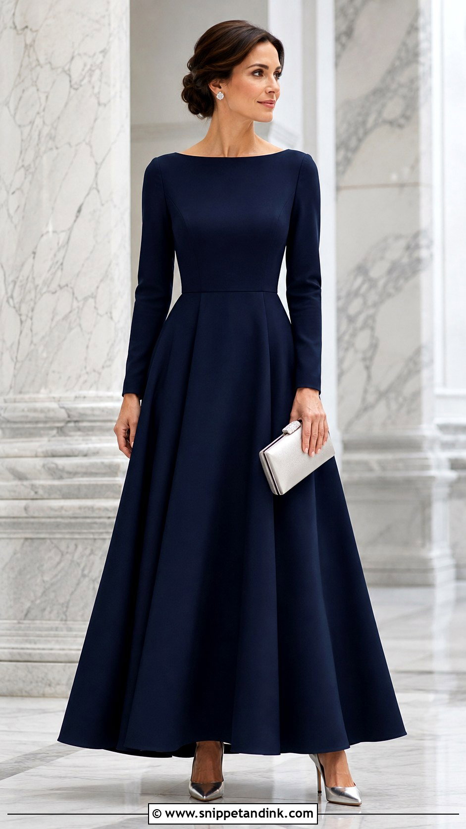 Navy Blue Long Sleeve Gazar Gown - Snippet and Ink - 20 Gazar Gown Ideas