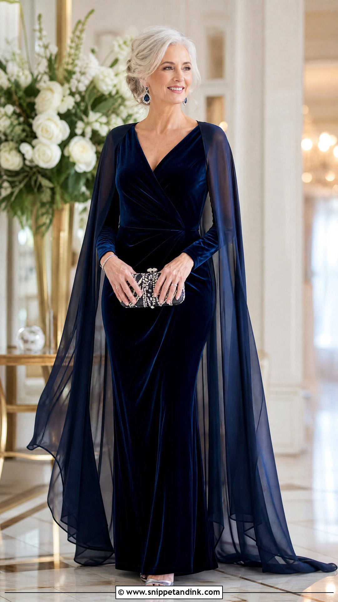 Navy Blue Long Sleeve Wedding Dress - Snippet and Ink - 20 Blue Bride Ideas