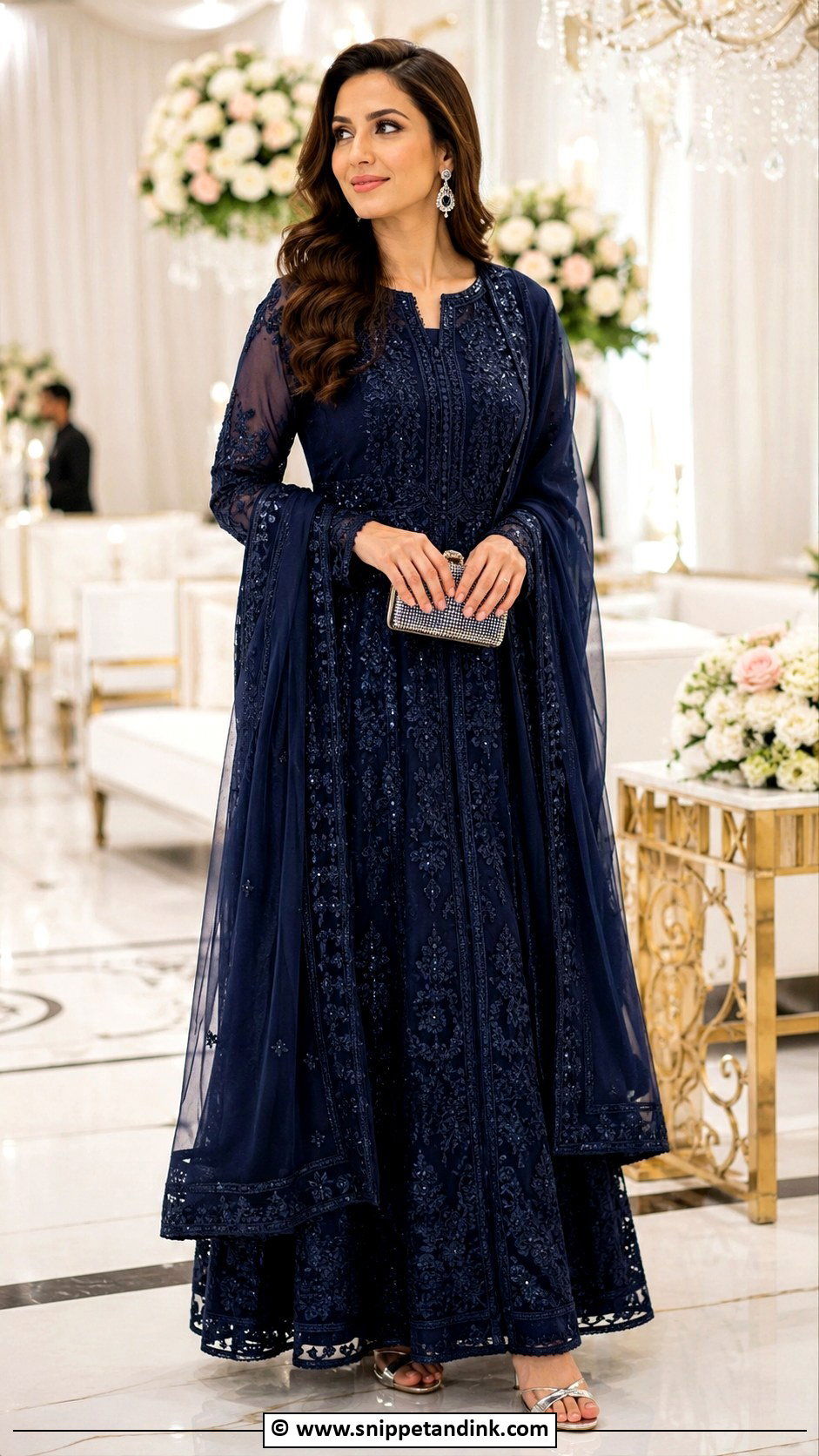 Navy Blue Maxi Barat Dress - Snippet and Ink - 30 Barat Dress Ideas