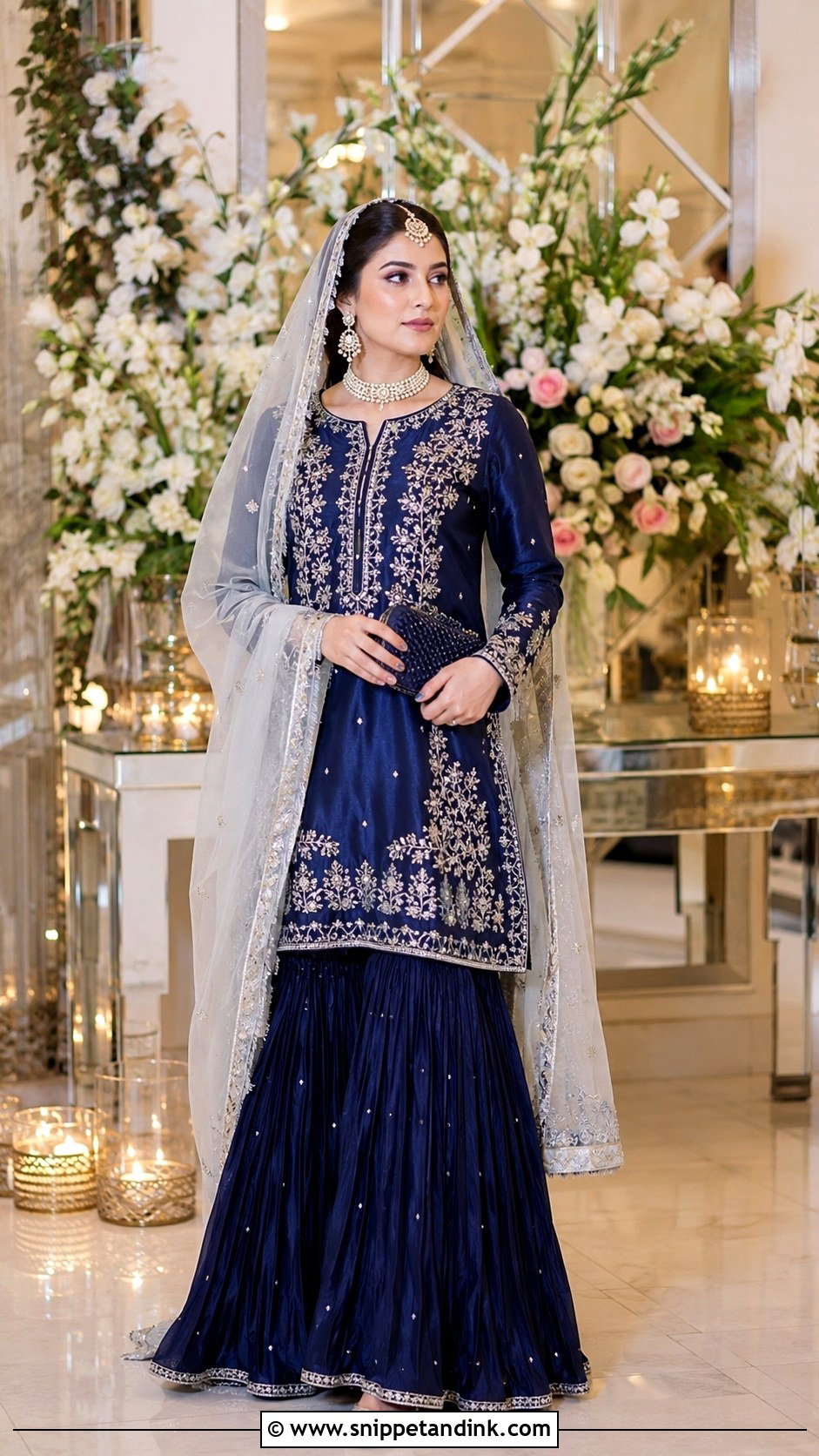 Navy Blue Nikah Garara Outfit - Snippet and Ink - 20 Nikah Garara Ideas
