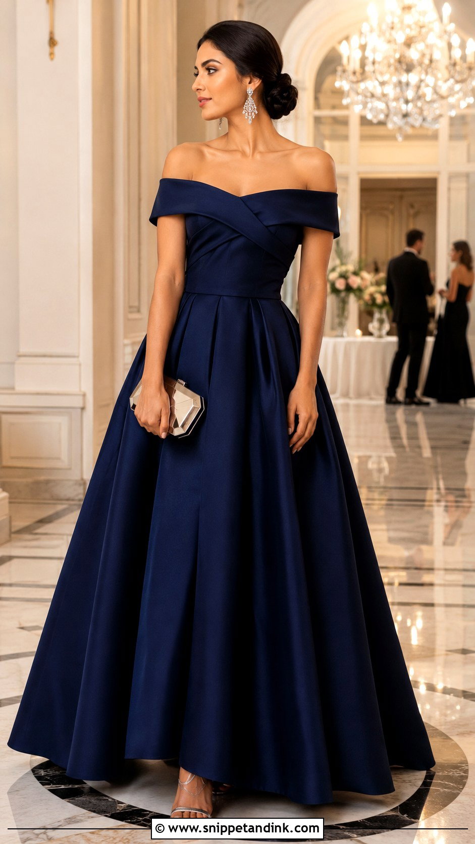 Navy Blue Off Shoulder Ball Gown - Snippet and Ink - 20 Ball Gown Blue Ideas
