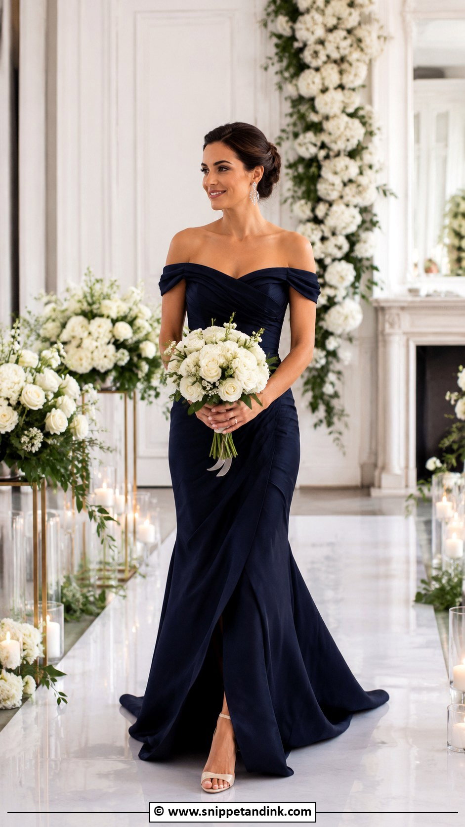 Navy Blue Off Shoulder Wedding Dress - Snippet and Ink - 25 Navy Blue Wedding Dress Ideas