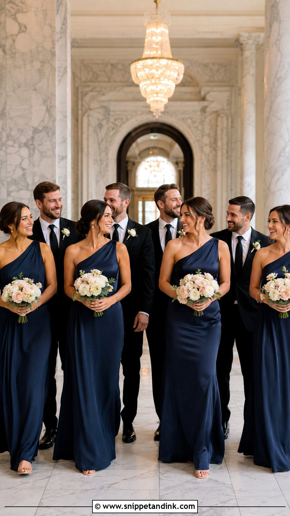 Navy Blue One Shoulder Bridesmaid Dresses - Snippet and Ink - 25 Navy Blue Bridal Party Ideas