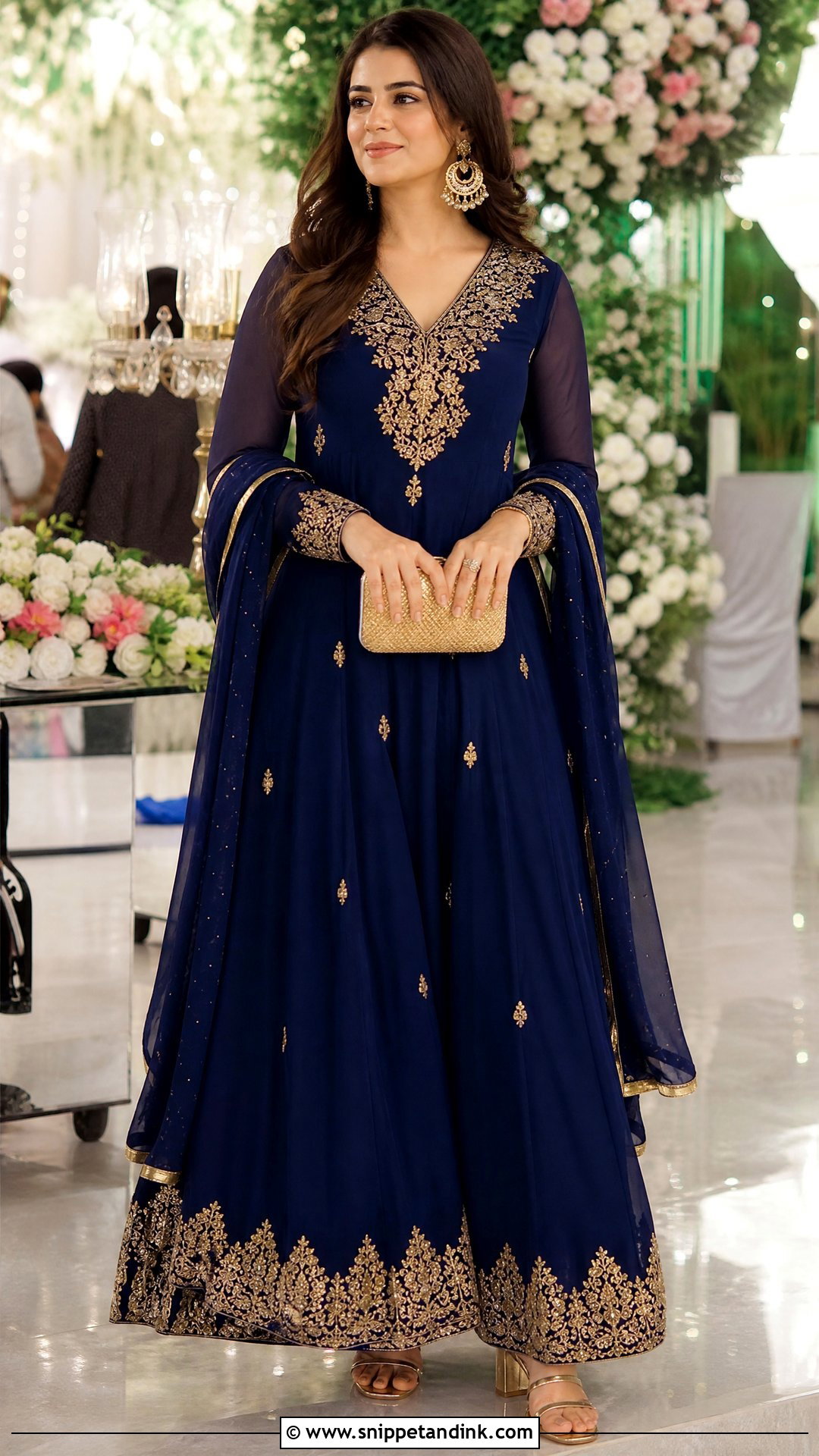 Navy Blue Pakistani Anarkali Maxi - Snippet and Ink - 20 Pakistani Maxi Designs for Wedding