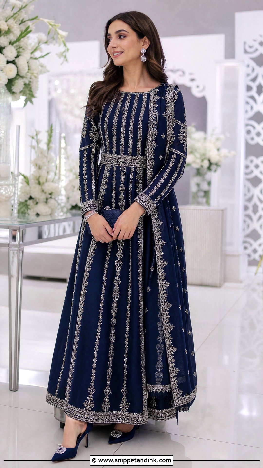 Navy Blue Pakistani Bridal Gown - Snippet and Ink - 20 Pakistani Bridal Outfits