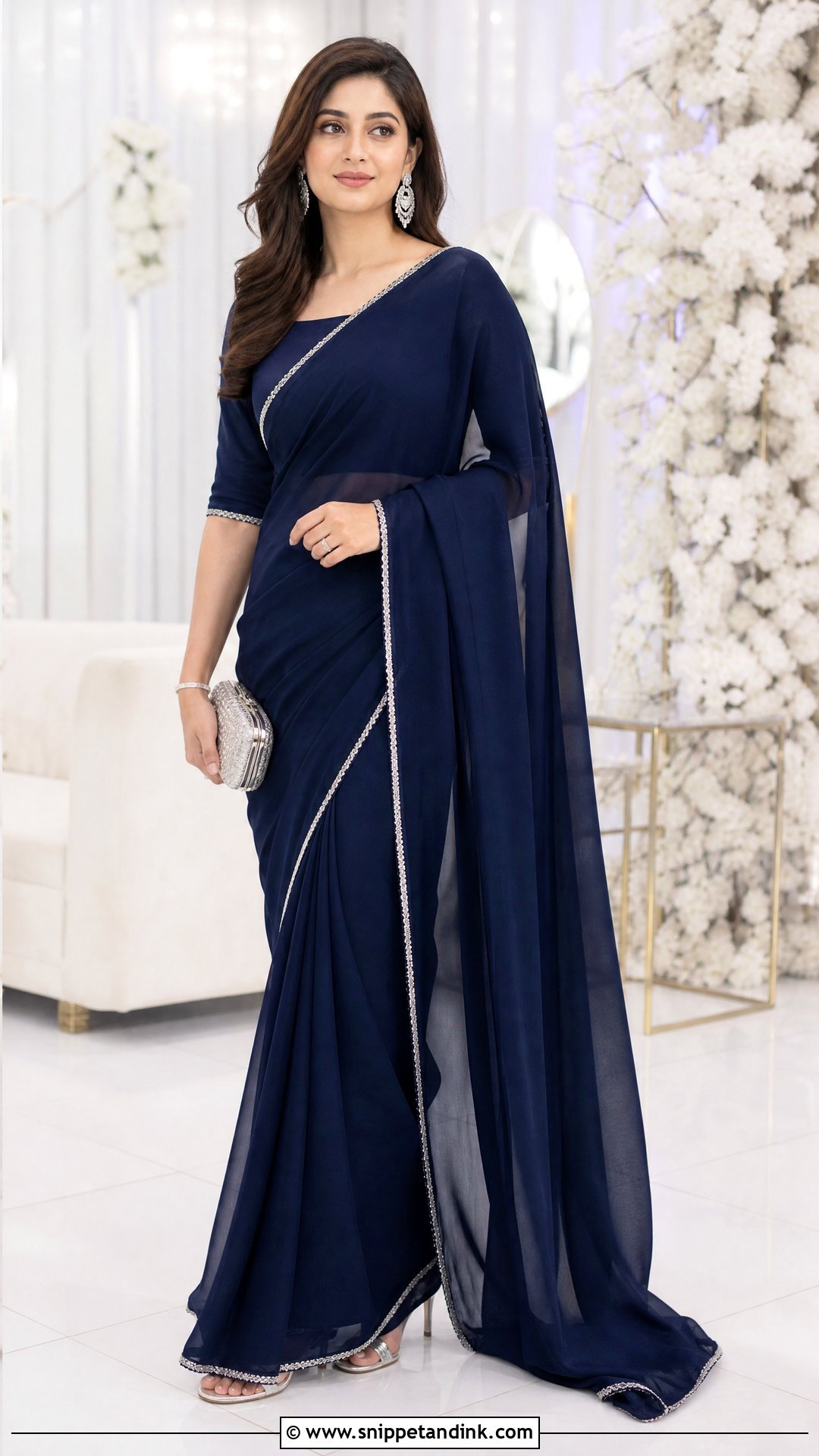Navy Blue Pakistani Wedding Saree - Snippet and Ink - 25 Simple Pakistani Wedding Dress Ideas