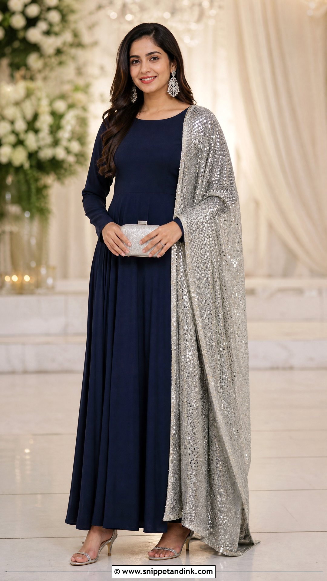 Navy Blue Plain Suit With Sequin Dupatta - Snippet and Ink - 20 Plane Suit with Heavy Dupatta Ideas