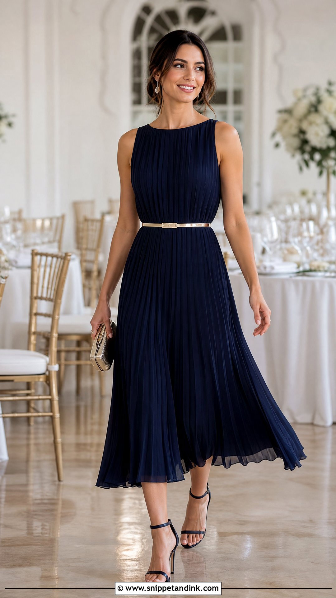 Navy Blue Pleated Dress Outfit - Snippet and Ink - 25 Navy Blue Dress Outfit Wedding Ideas