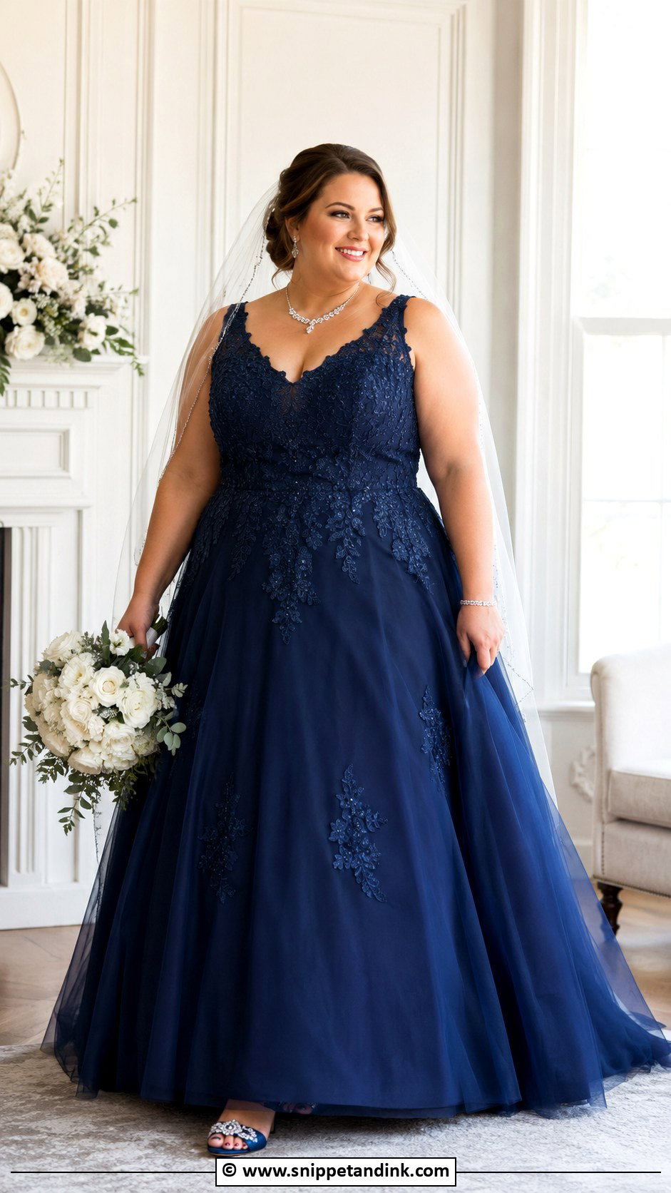 Navy Blue Plus Size Wedding Dress - Snippet and Ink - 25 Navy Blue Wedding Dress Ideas