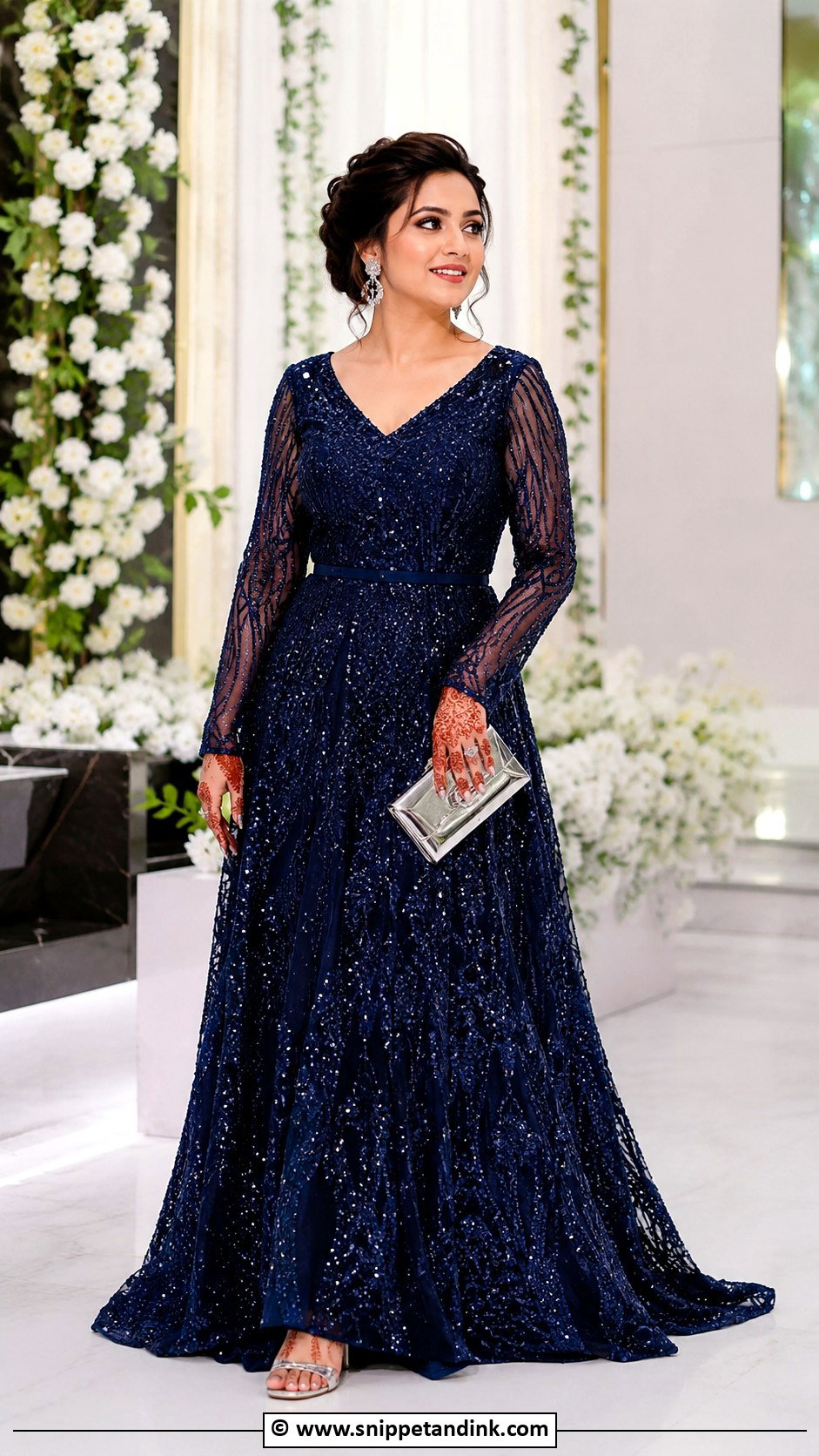 Navy Blue Reception Gown - Snippet and Ink - 25 Indian Receptions Bridal Gowns